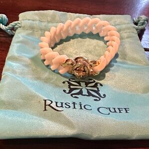 Rustic Cuff White Bracelet with Gold Accent